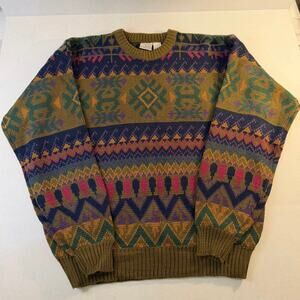 Vintage Ash creek Trading Y2K Geometric Printed sweater Men's Size Large